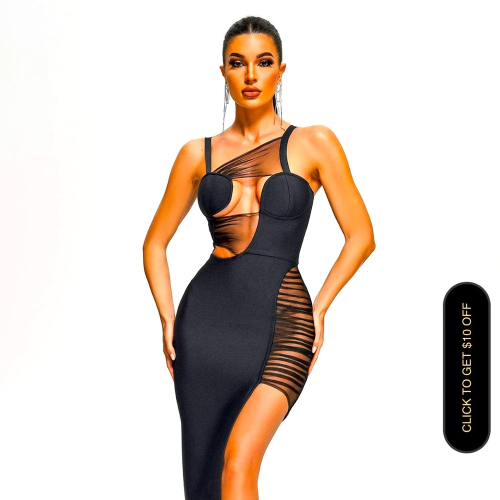 Club L London Black One Shoulder Ruched Cocktail Dress - Worn Once